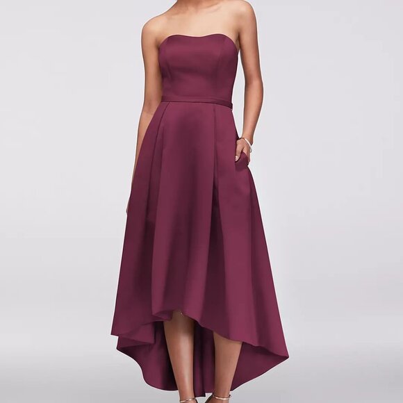 David's Bridal Strapless High-Low Dress w/Pockets - Picture 8 of 9